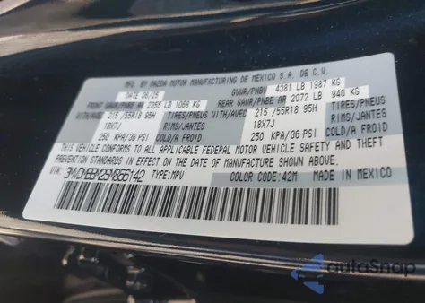 2025 Mazda Cx-30 2.5 S Select Sport из США, поврежденный, VIN 3MVDMBBM2SM856142